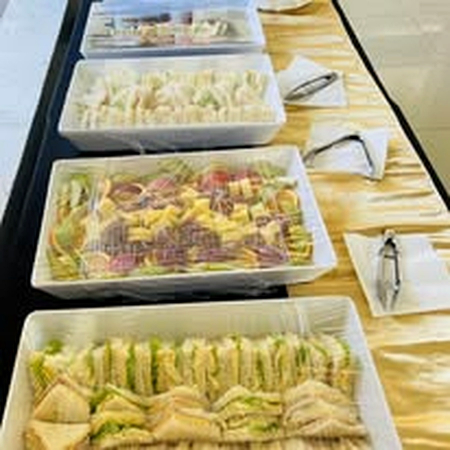 Catering table with sandwich trays